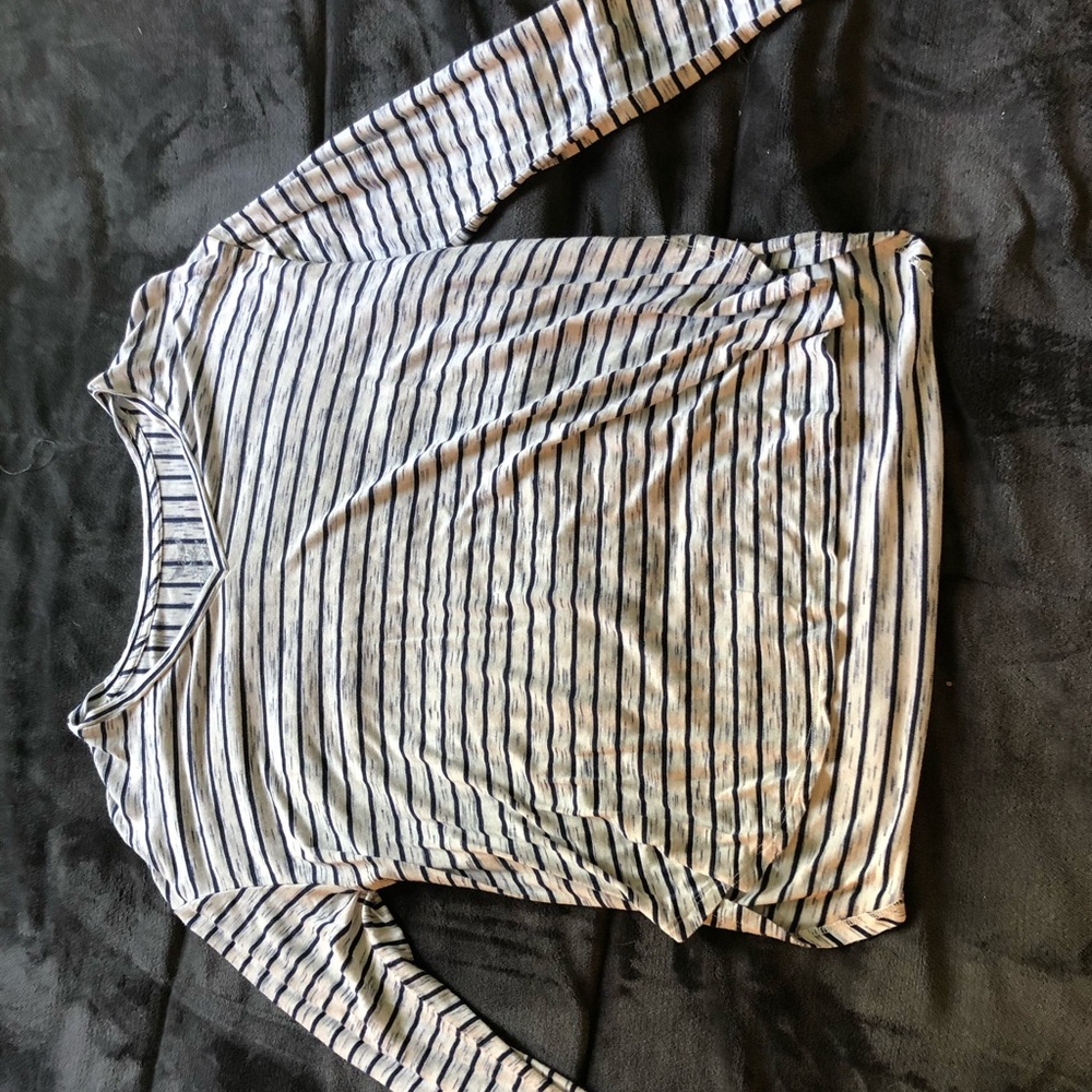 Navy and white striped top